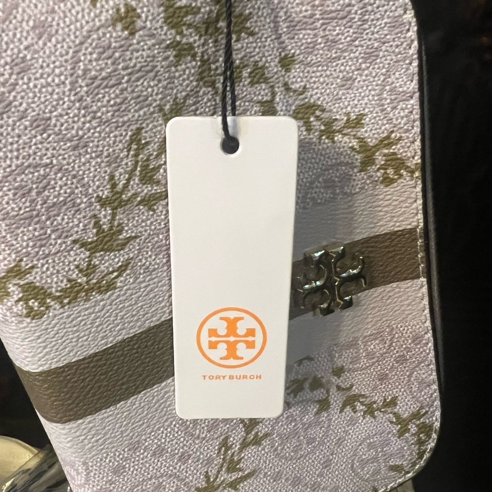 Tory Burch Olive Green & Light Purple Wristlet w/ Long Crossbody Strap NWT - Picture 9 of 15